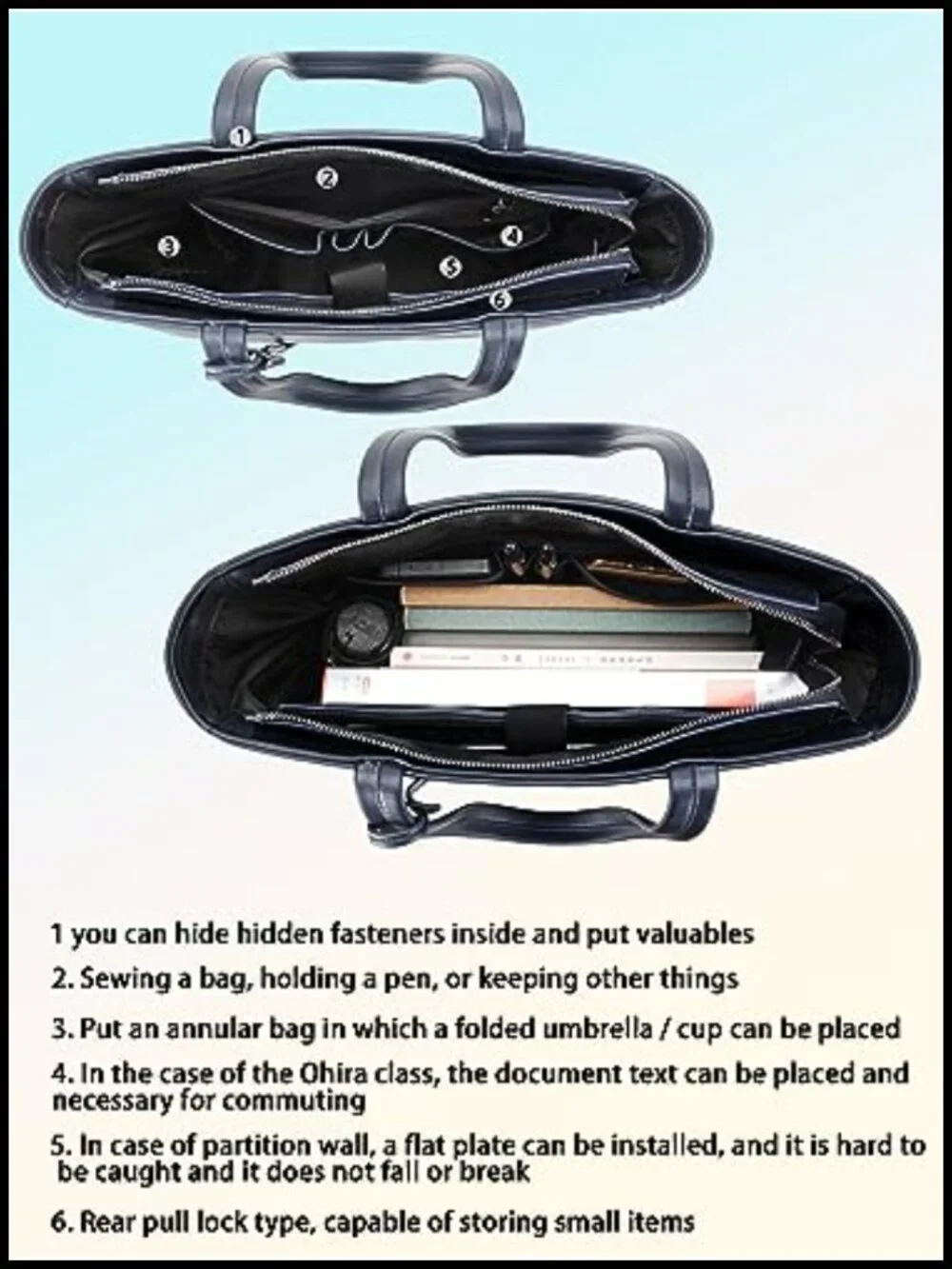 Leather PU Briefcase Tote Bag for Men 15.6